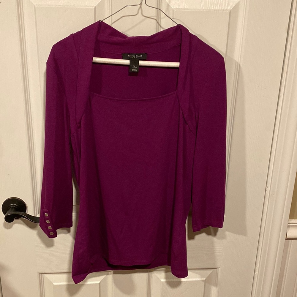 Purple shirt with button detail on sleeves